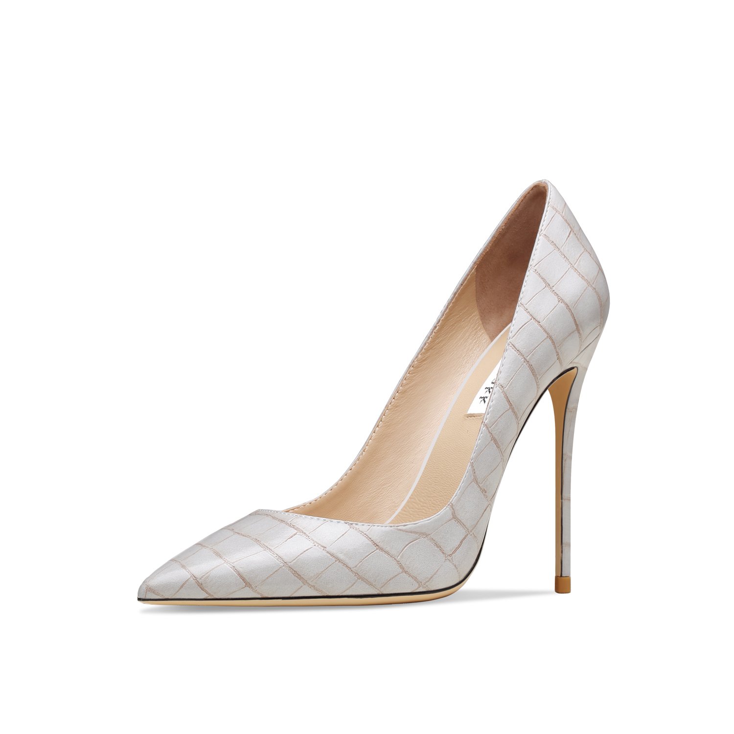 Croc-Embossed Leather Pointed-Toe Stiletto Pumps - Image 5