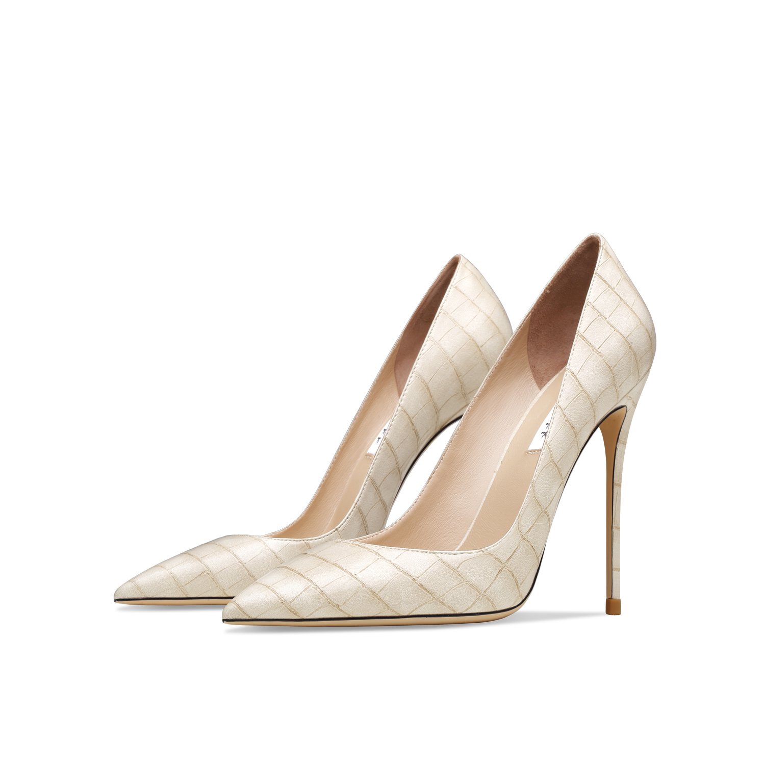 Croc-Embossed Leather Pointed-Toe Stiletto Pumps - Image 2