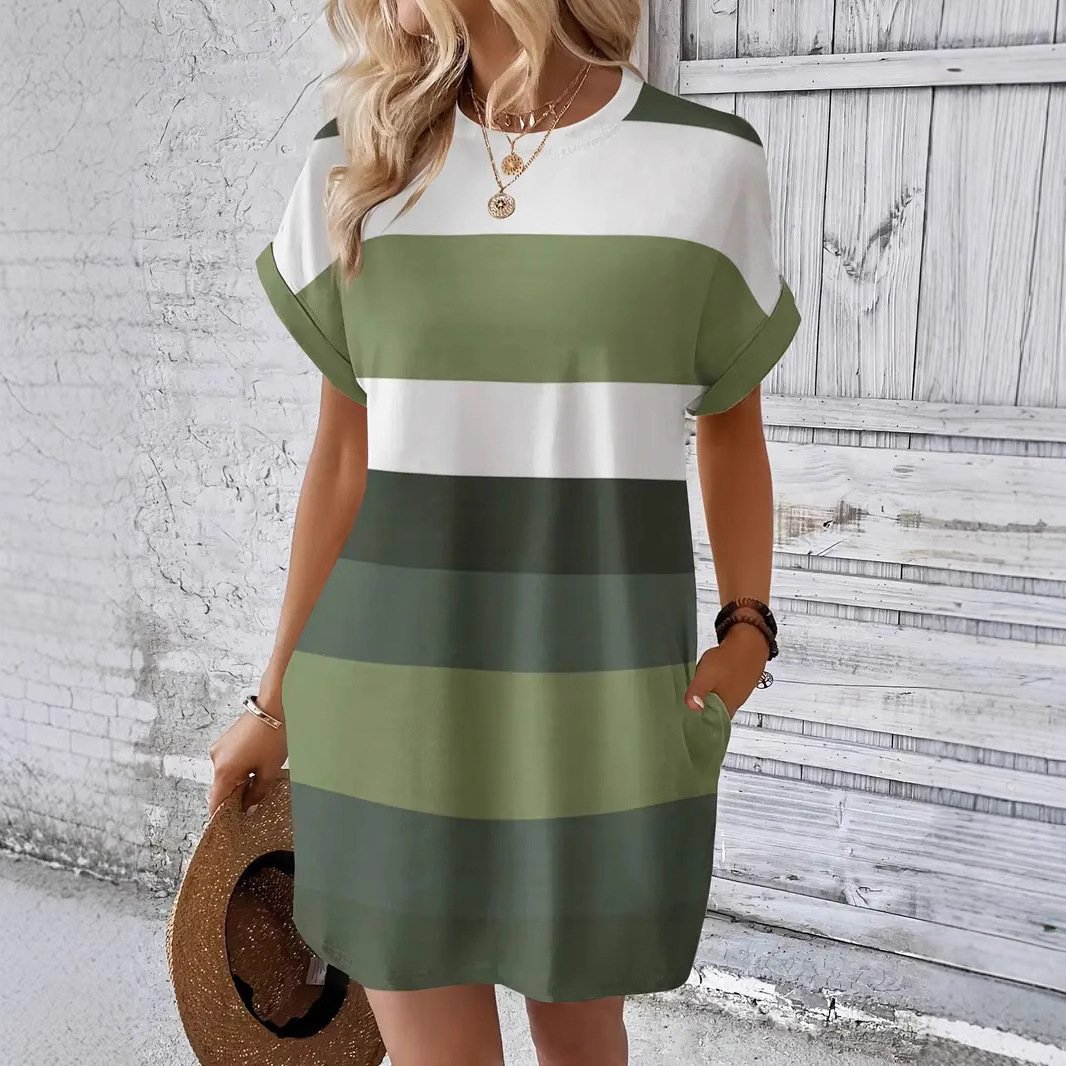 Milk Silk Raglan Short Sleeves Pullover Crew-Neck Dress - Image 9