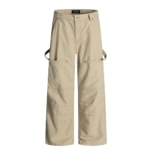 Wide Leg Loose Fit Slimming Cotton Lumberjack Trousers Men Pants