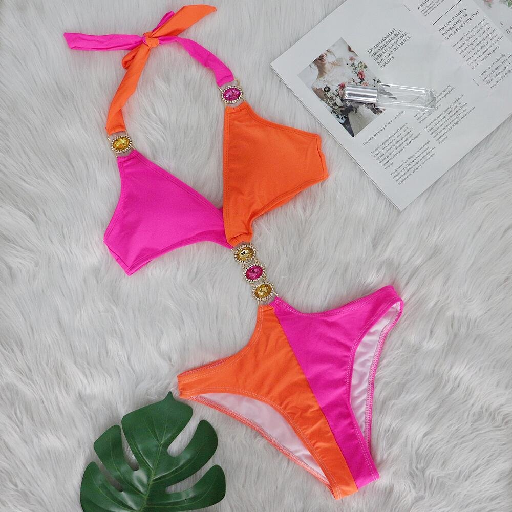 Aurelia Crystal Design Cutout One-Piece Bikini Swimsuit - Image 8