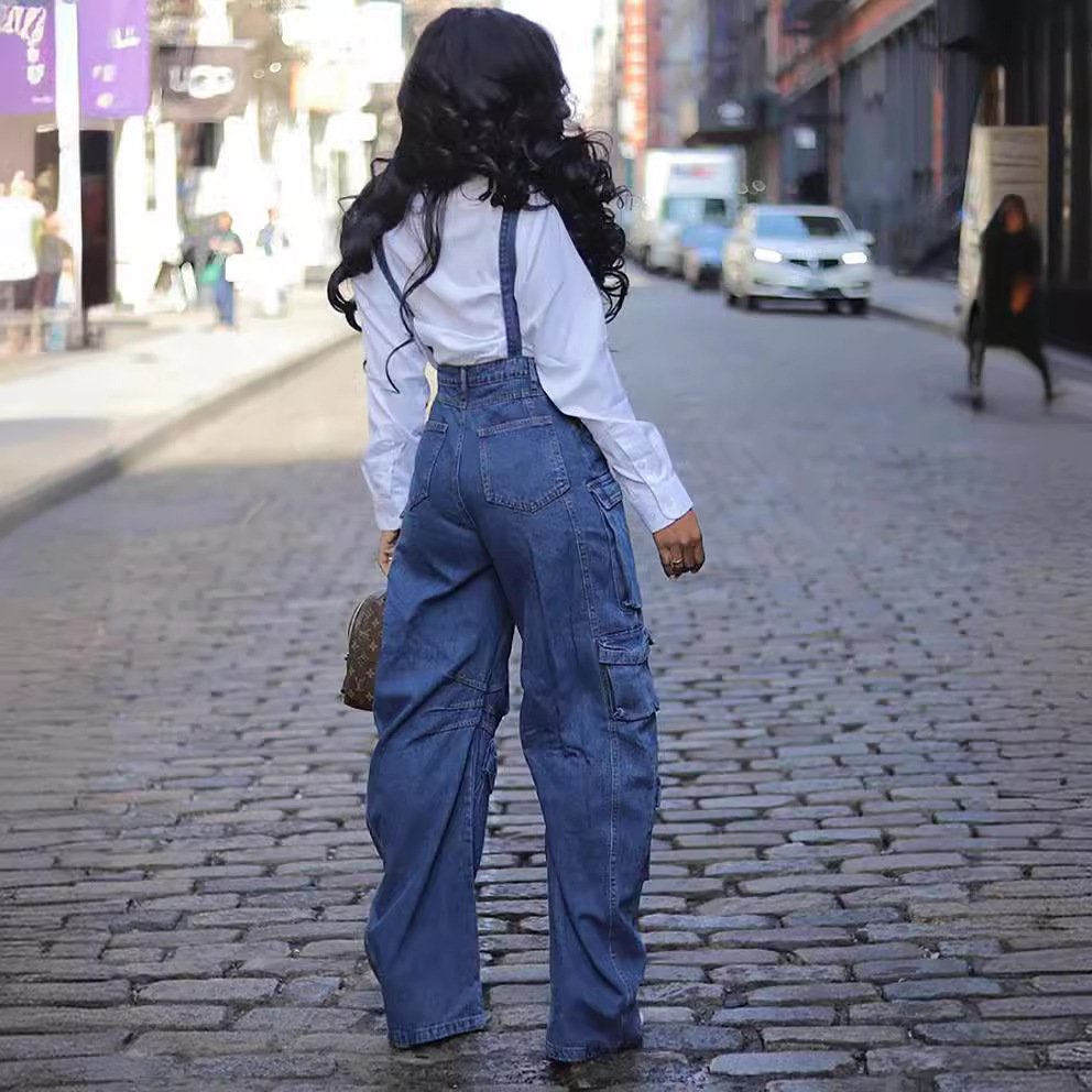 The Signature 90s Denim Collection Multi-Pocket Overall Pants - Image 3