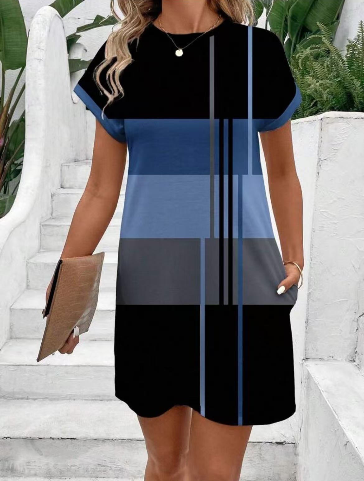 Milk Silk Raglan Short Sleeves Pullover Crew-Neck Dress - Image 2