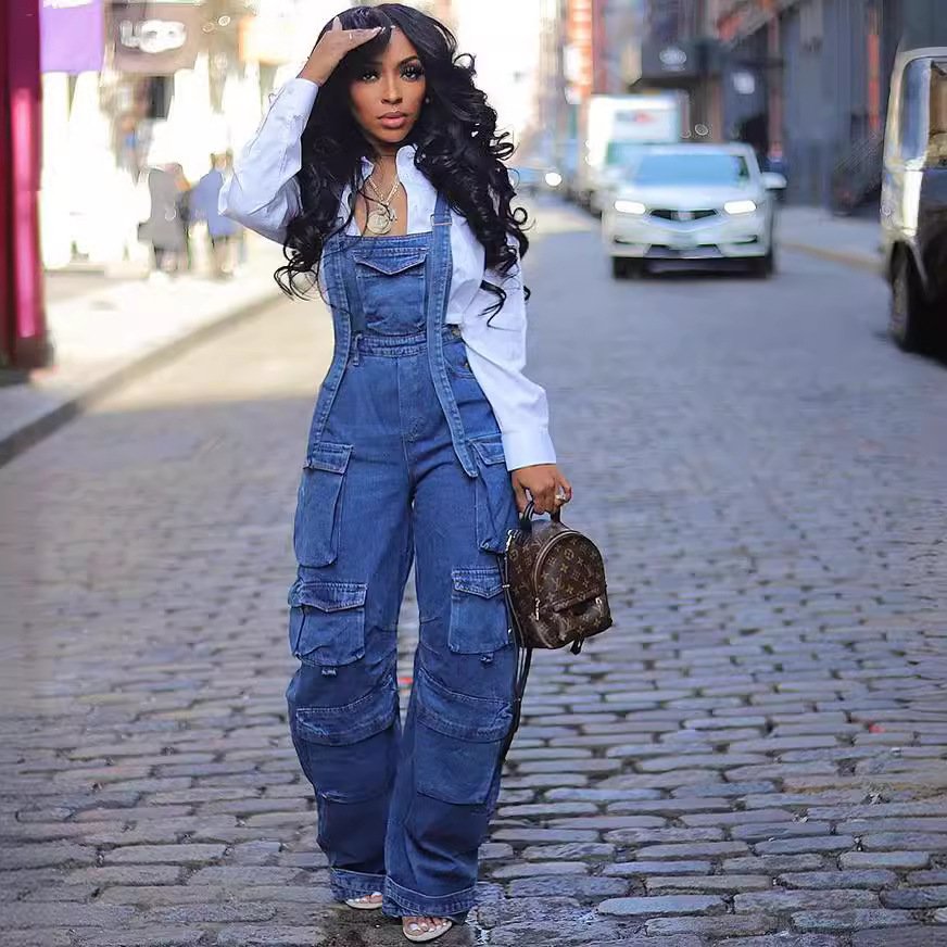 The Signature 90s Denim Collection Multi-Pocket Overall Pants - Image 2