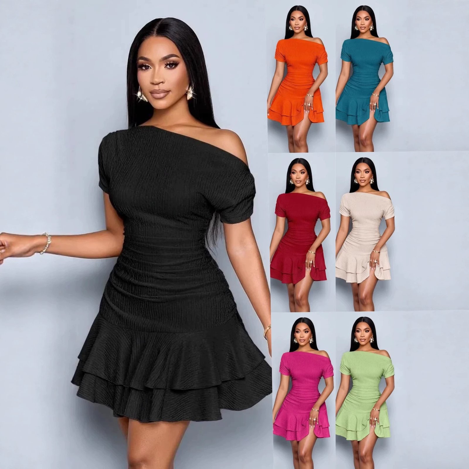 The Isabella Royale Off-Shoulder Short Sleeve Ruffle Mini Dress - Image 2