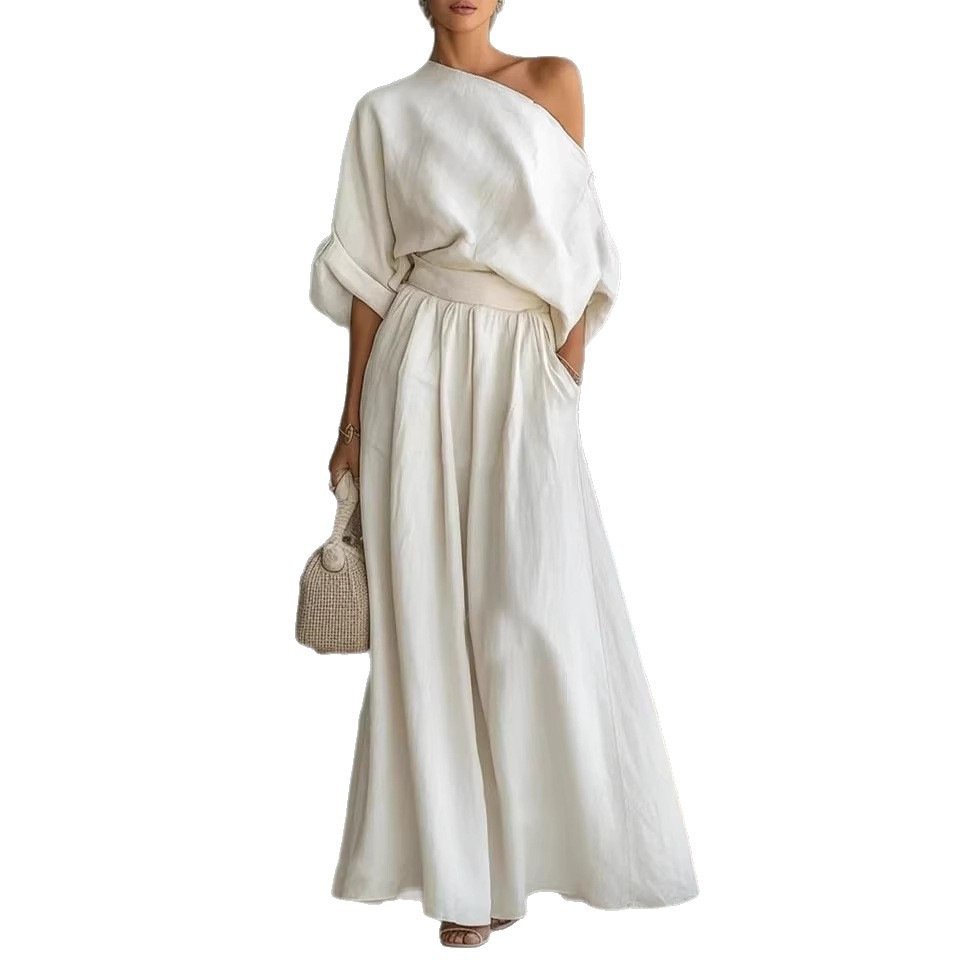Serenity Cove Asymmetrical Shoulder Top and Skirt Set - Image 5