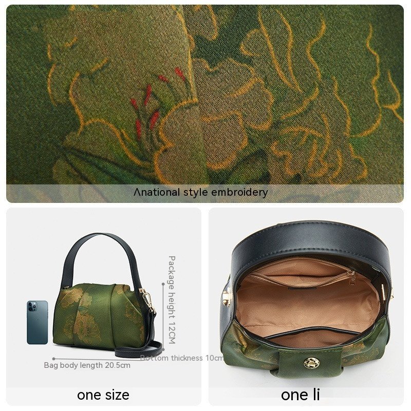 Luxury Mulberry Silk Floral Shoulder Bag - Vintage Ruched Silk Crossbody Handbag - Image 10