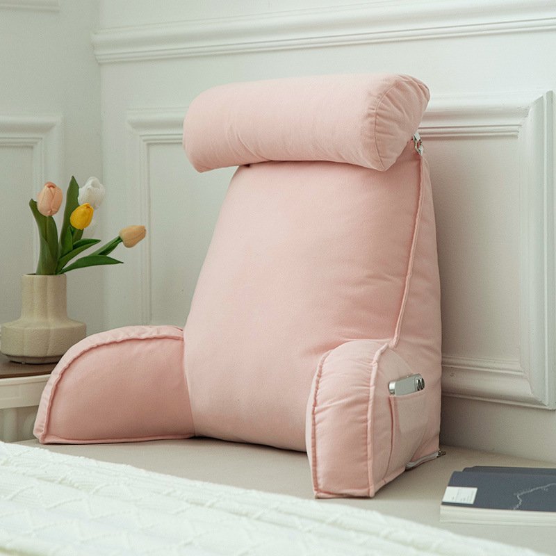 Ice Silk Reading Backrest Pillow with Arm Rest and Charcoal Bamboo Headrest - Image 4