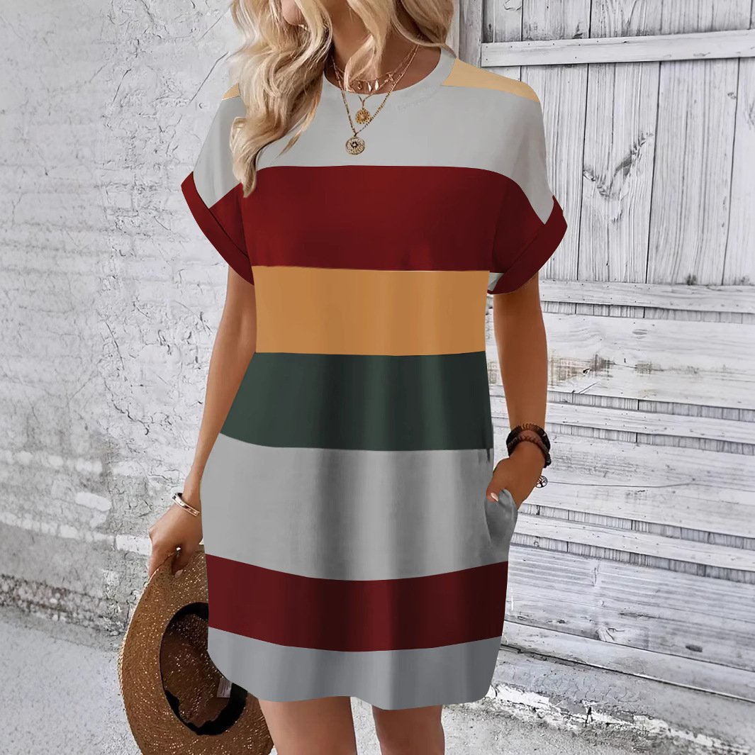 Milk Silk Raglan Short Sleeves Pullover Crew-Neck Dress - Image 3