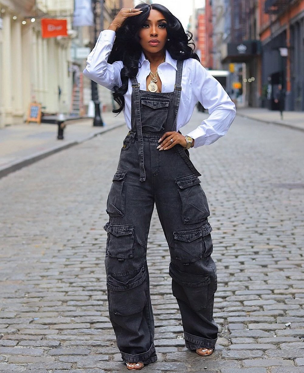 The Signature 90s Denim Collection Multi-Pocket Overall Pants - Image 8