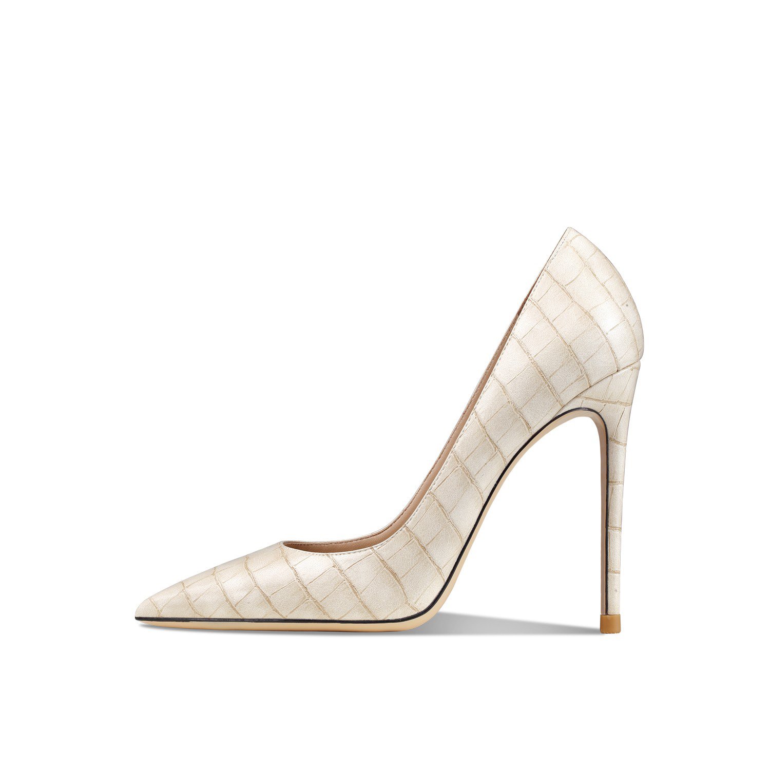 Croc-Embossed Leather Pointed-Toe Stiletto Pumps - Image 4