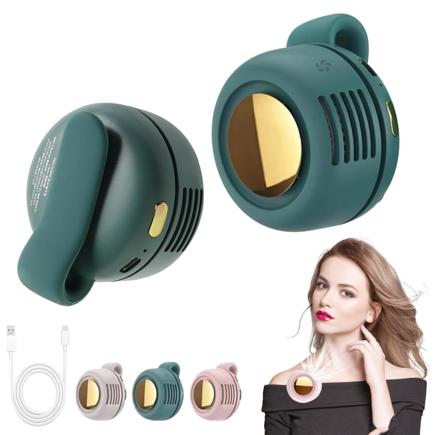 Clipfan Portable Waist & Neck Fan | USB Rechargeable Hands Free Mini Cooling Fan for Outdoor Adventures