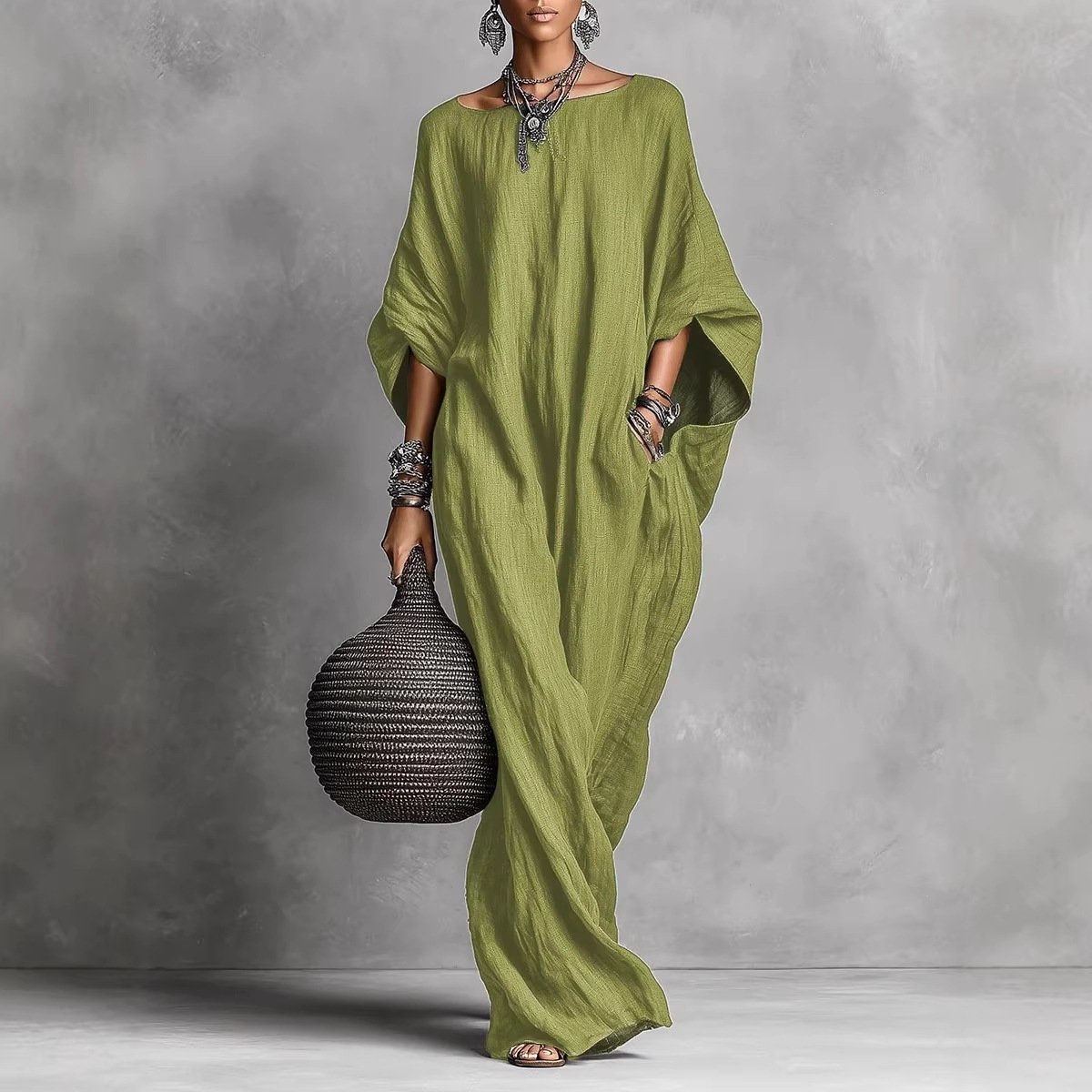 Bohemian Queen Long Sleeve Off-Shoulder Maxi Dress - Image 4
