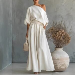 Serenity Cove Asymmetrical Shoulder Top and Skirt Set