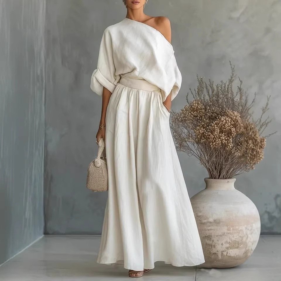 Serenity Cove Asymmetrical Shoulder Top and Skirt Set