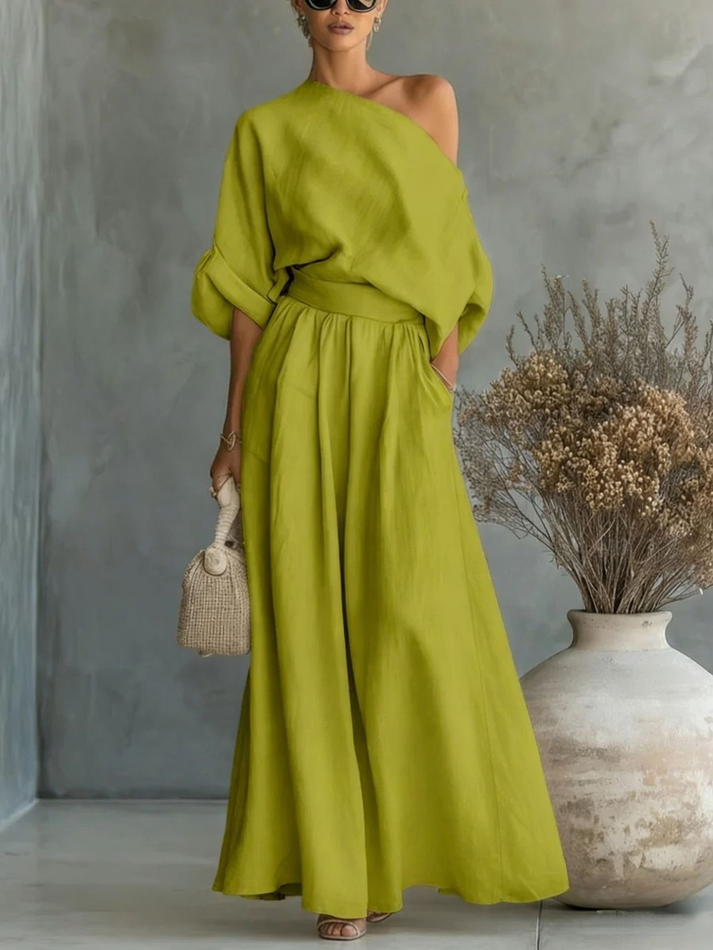 Serenity Cove Asymmetrical Shoulder Top and Skirt Set - Image 12