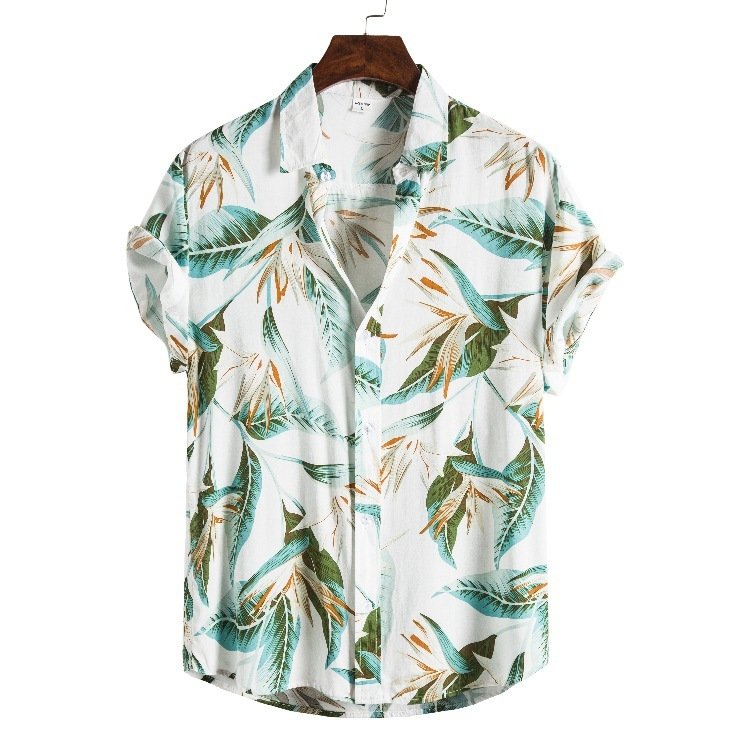 Style Silk-Like Cotton Short-sleeved Button Down Men Shirt - Image 8