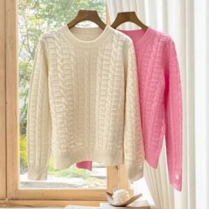 Rosé Twist Cashmere Knit Pullover Women Sweater