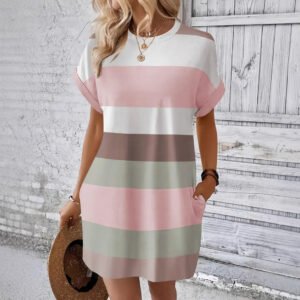 Milk Silk Raglan Short Sleeves Pullover Crew-Neck Dress