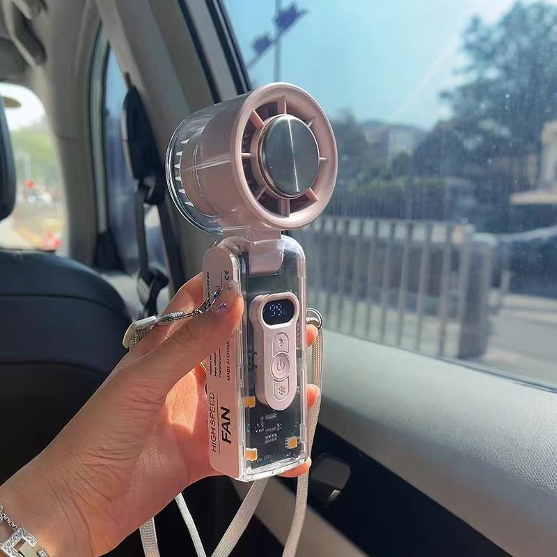 Hot Girl High-Speed Turbine LED LCD Screen Portable Fan - Image 5