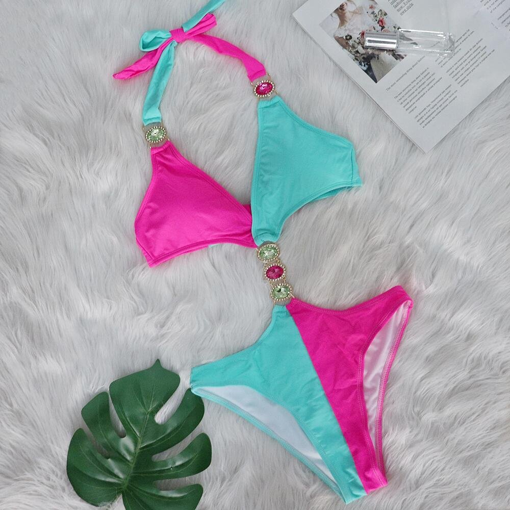 Aurelia Crystal Design Cutout One-Piece Bikini Swimsuit - Image 7