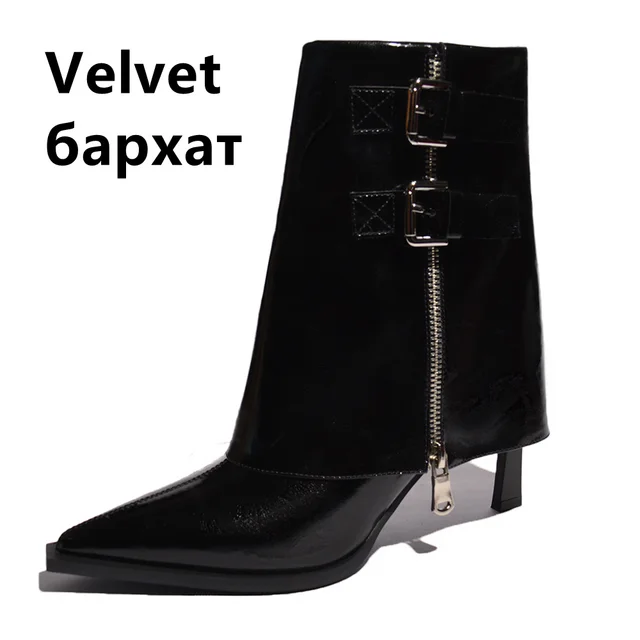 Pointed-Toe Microfiber Leather Short Boots with Sculpted High Heels - Image 7