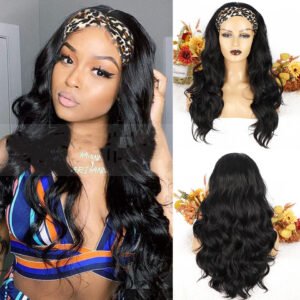 Long Straight Curled Hair Headband Wig