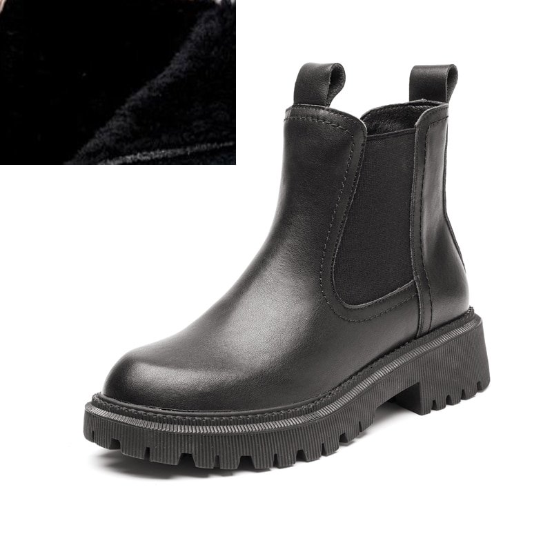 Genuine Leather Lug Sole Platform Chelsea Boots - Image 7
