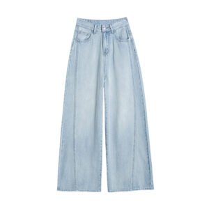 High-Waisted Wide-Leg Tencel Lyocell Denim Jeans with Structural Panel Stitching
