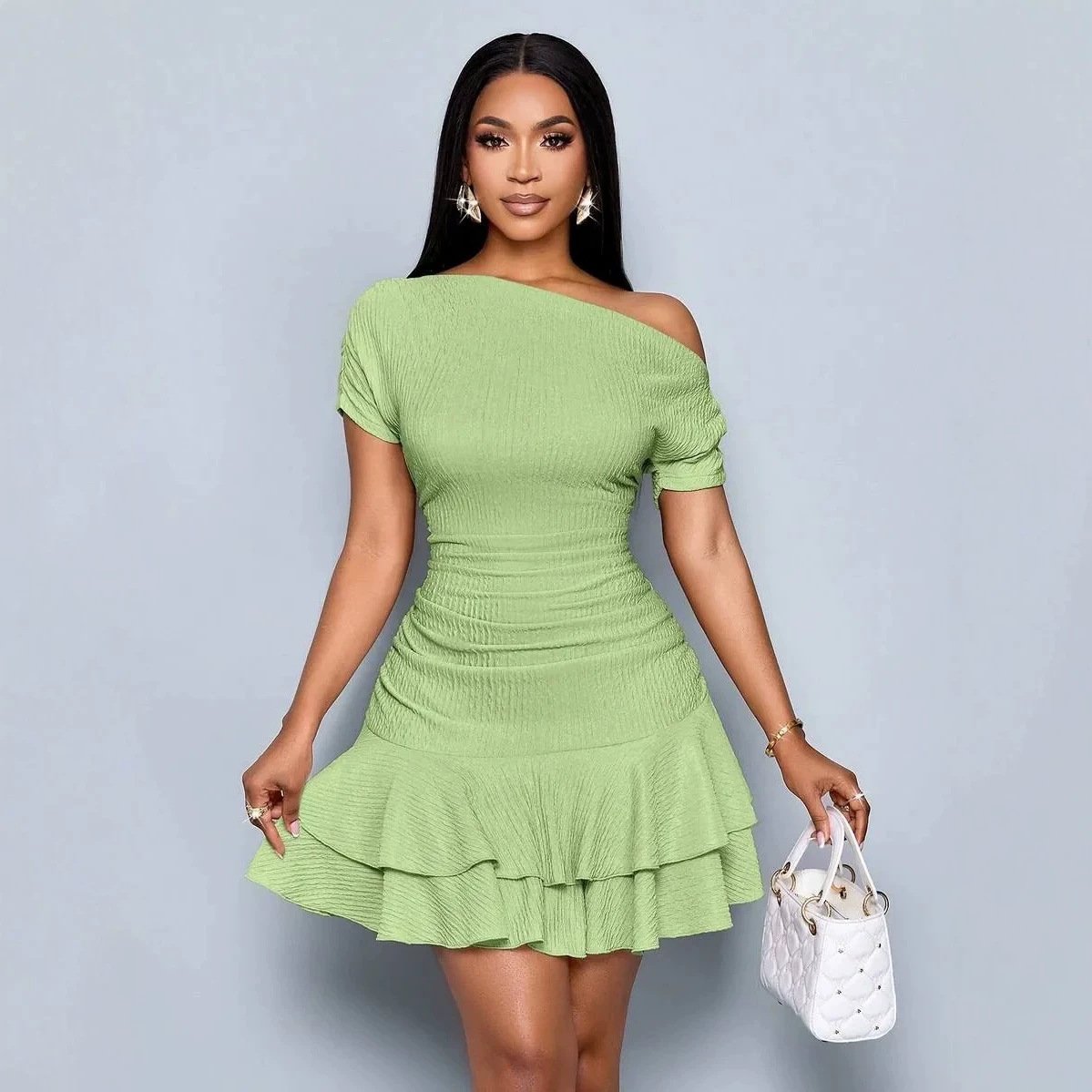 The Isabella Royale Off-Shoulder Short Sleeve Ruffle Mini Dress - Image 5
