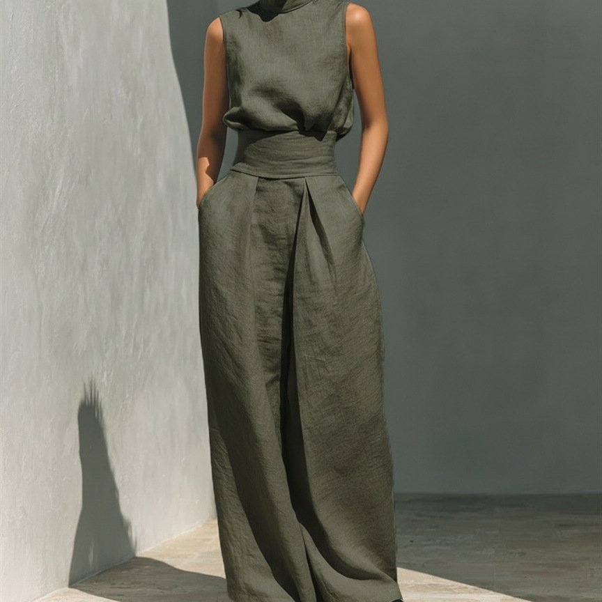 Boho Chic Cotton and Linen Sleeveless Women Jumpsuit - Image 4