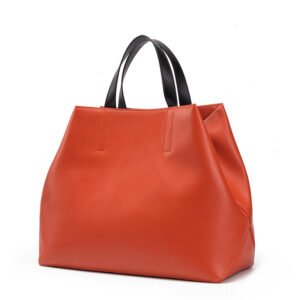 Genuine Leather Oversized Trapeze Women Tote Bag