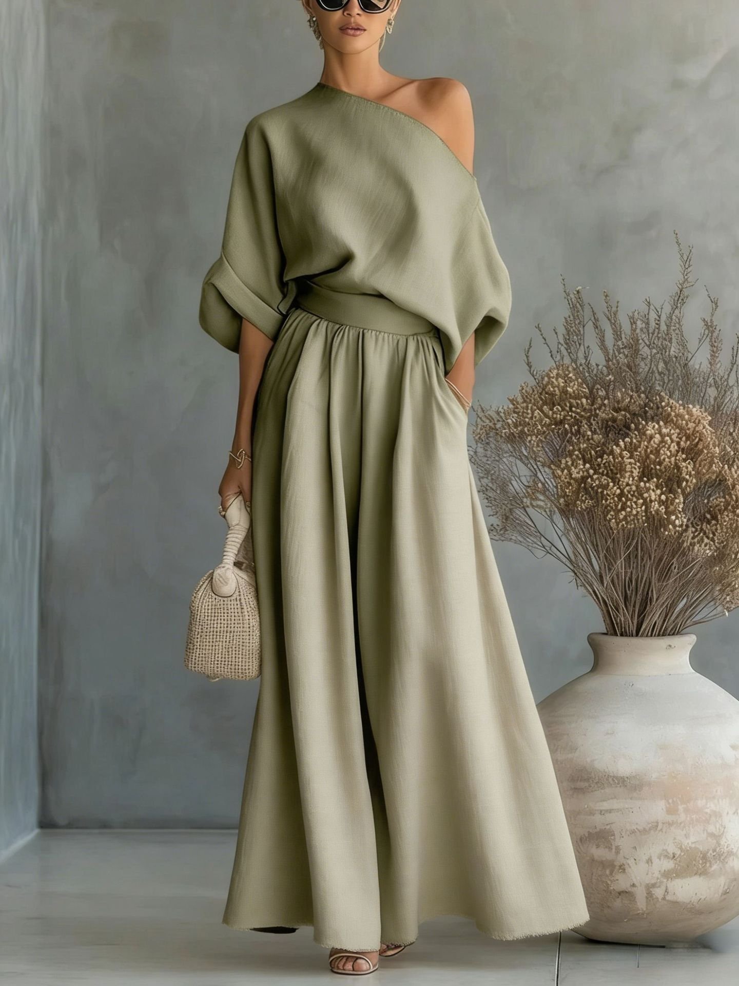 Serenity Cove Asymmetrical Shoulder Top and Skirt Set - Image 11