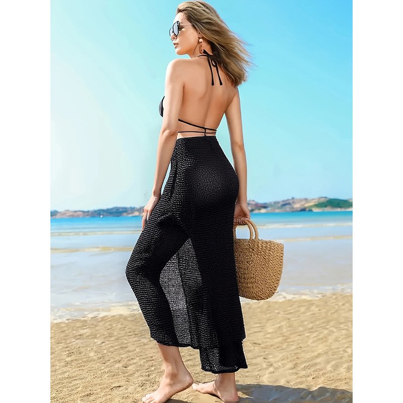 The Champagne Coastline Long Split Coverup Three-Piece Bikini Swimwear - Image 2