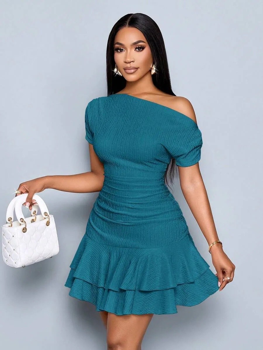 The Isabella Royale Off-Shoulder Short Sleeve Ruffle Mini Dress - Image 11