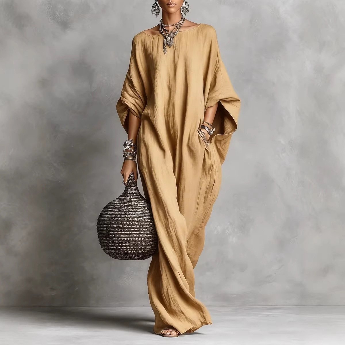 Bohemian Queen Long Sleeve Off-Shoulder Maxi Dress - Image 3