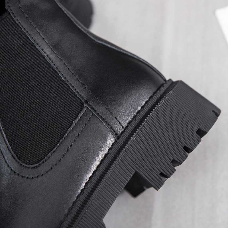 Genuine Leather Lug Sole Platform Chelsea Boots - Image 6