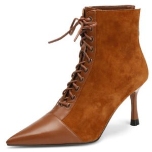 Women's Elegant Genuine Leather Pointed Toe Ankle Boots | Luxury Stiletto Heel Booties