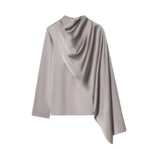 French Shawl Neckline Long Sleeve Women Top