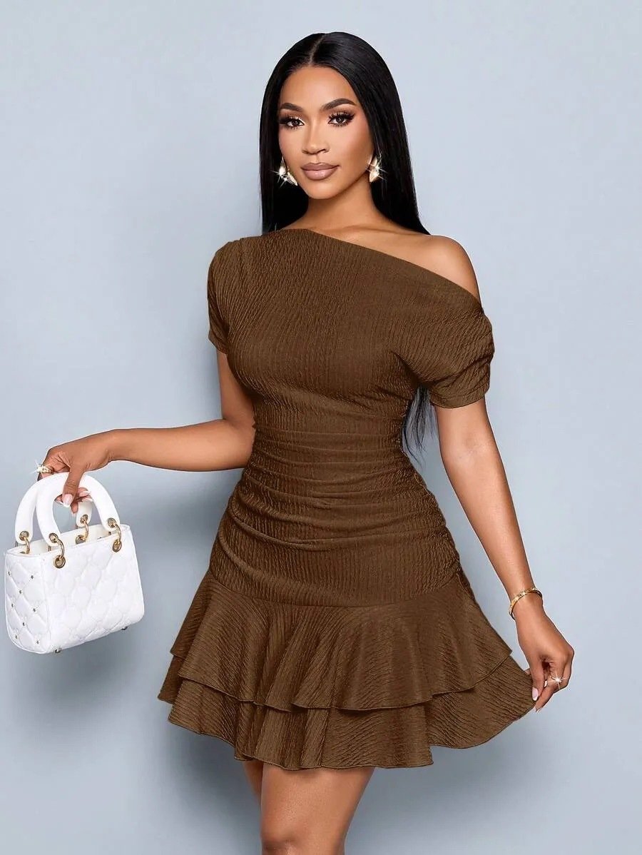 The Isabella Royale Off-Shoulder Short Sleeve Ruffle Mini Dress - Image 13