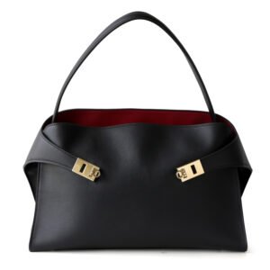 Women’s Premium Top-Grain Leather Tote Bag – Luxury HUG Style Large Capacity Shoulder Handbag with Lock Clasp