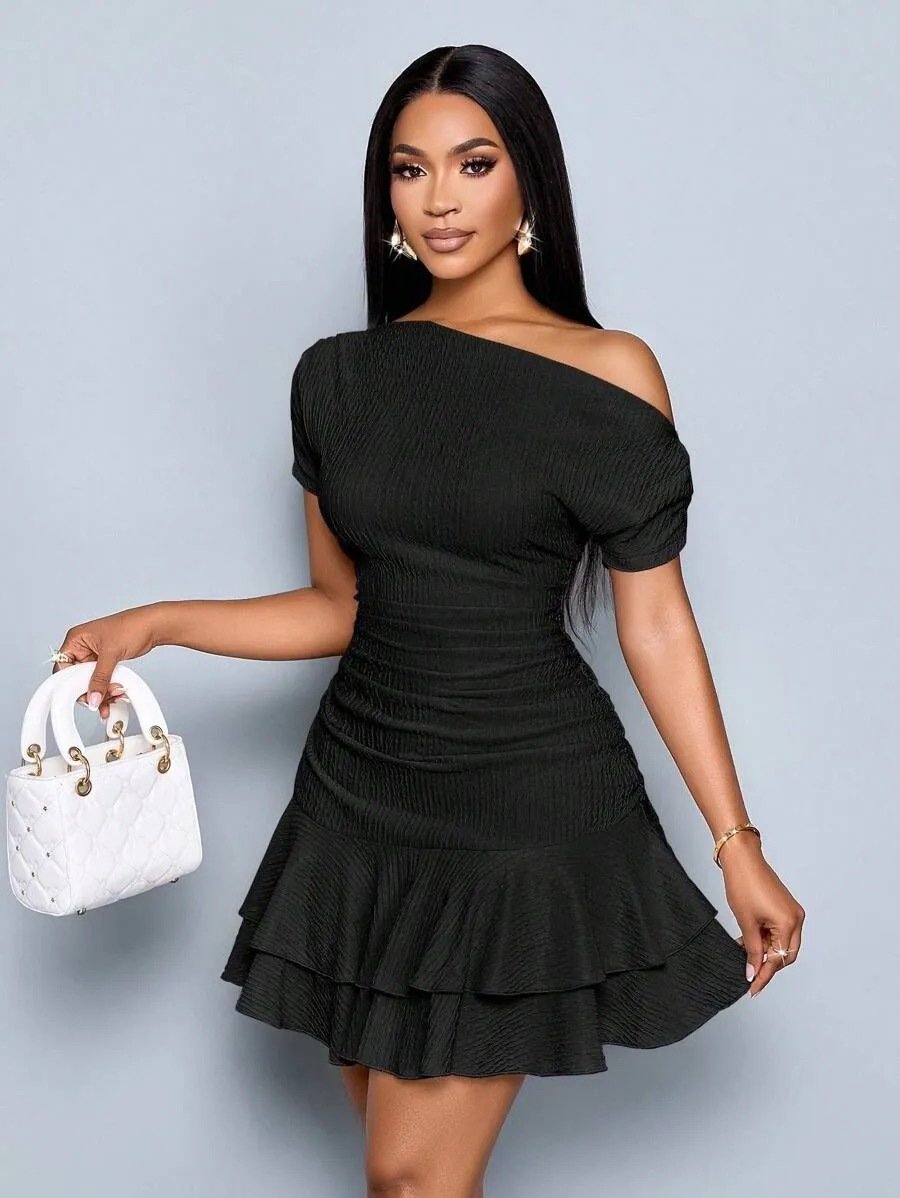 The Isabella Royale Off-Shoulder Short Sleeve Ruffle Mini Dress - Image 6
