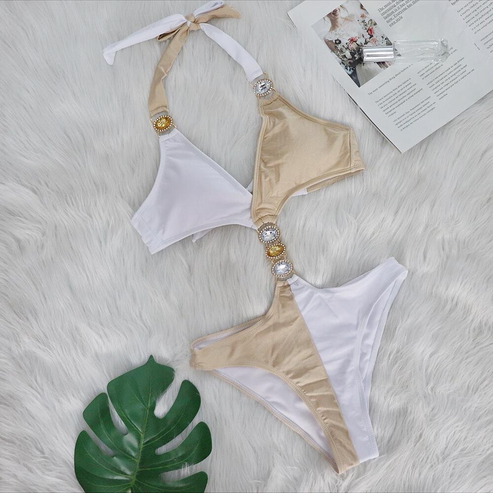 Aurelia Crystal Design Cutout One-Piece Bikini Swimsuit - Image 10