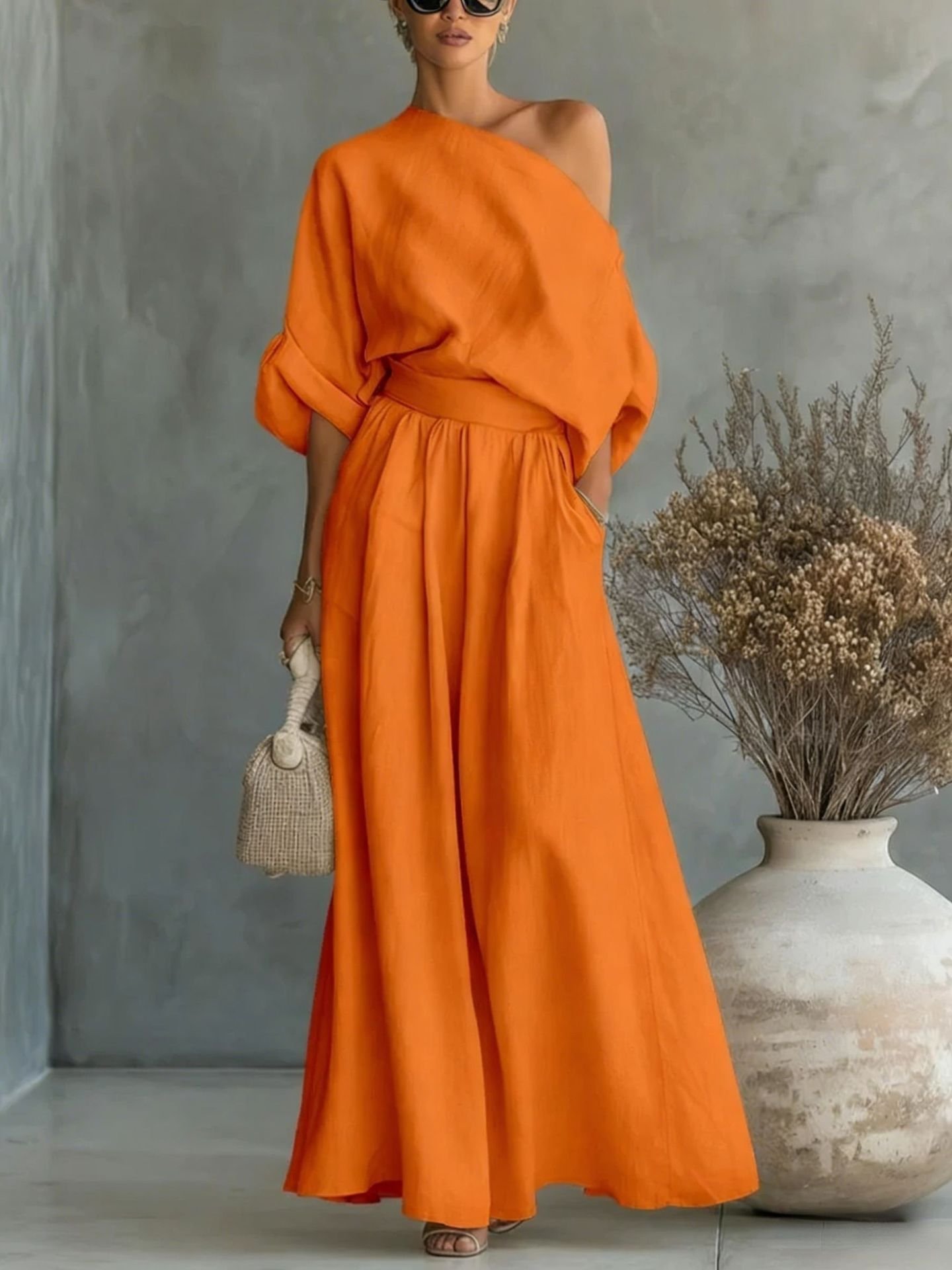 Serenity Cove Asymmetrical Shoulder Top and Skirt Set - Image 10
