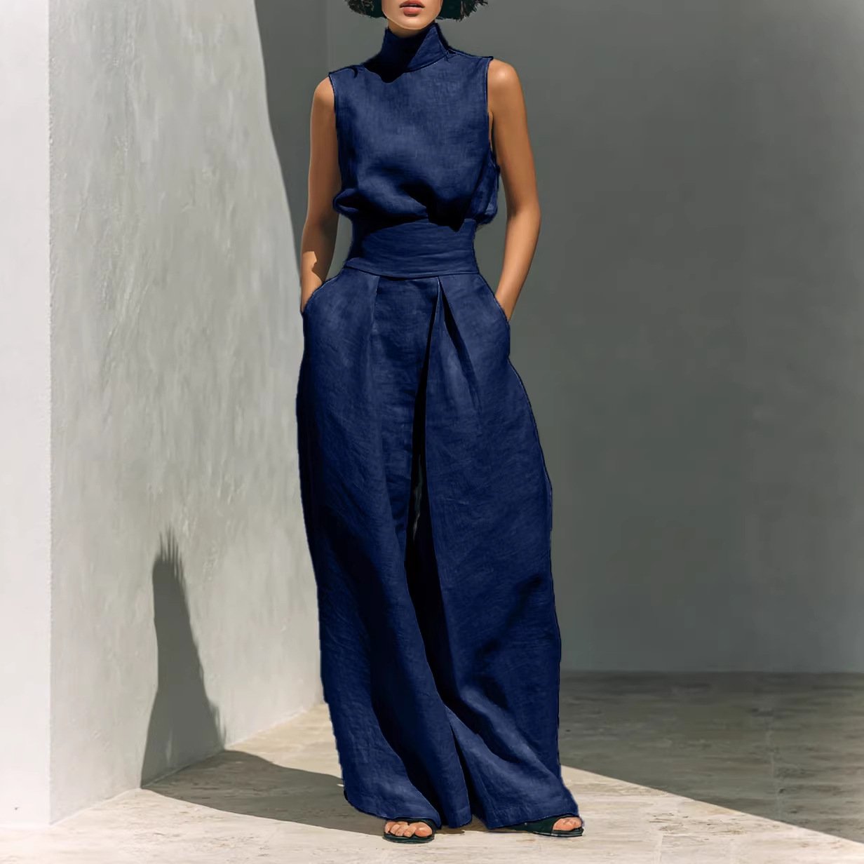 Boho Chic Cotton and Linen Sleeveless Women Jumpsuit - Image 3