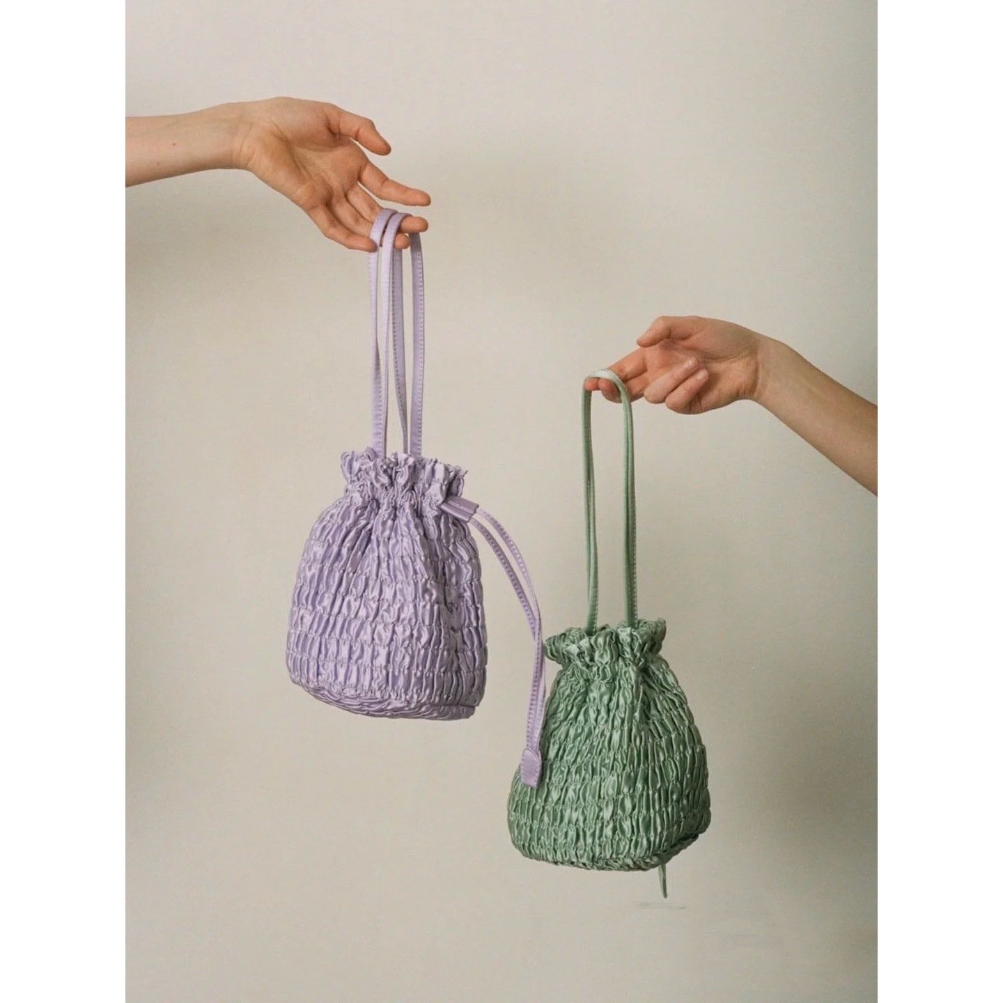 Premium Ruched Silk Satin Tote Bag - Pleated Drawstring Shoulder Bag - Image 6