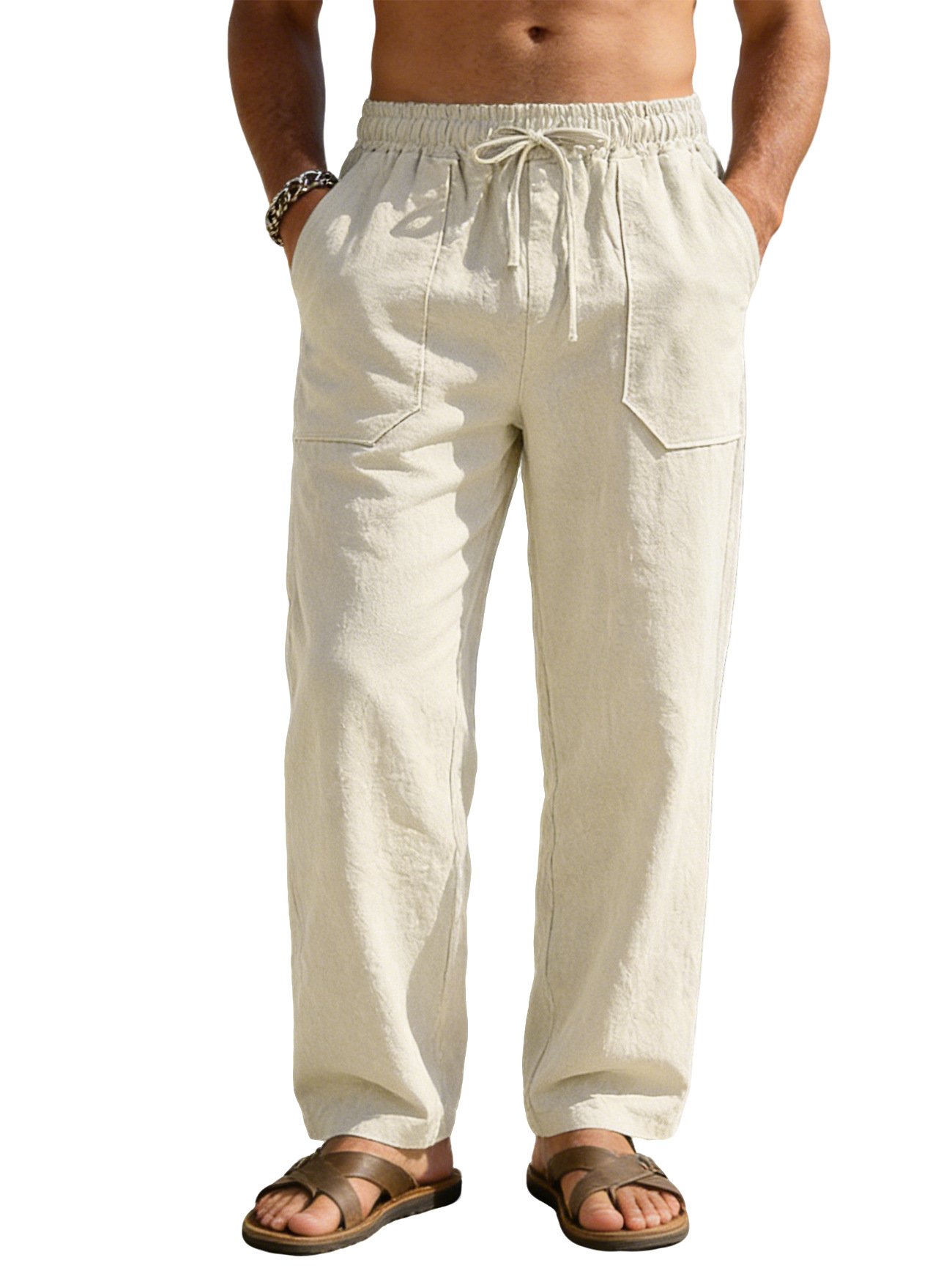 Men's Simple Cotton-Linen Loose-Flowing Wide-Leg Casual Instagram-Style Trousers - Image 8