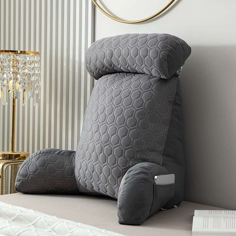 Ice Silk Reading Backrest Pillow with Arm Rest and Charcoal Bamboo Headrest - Image 6