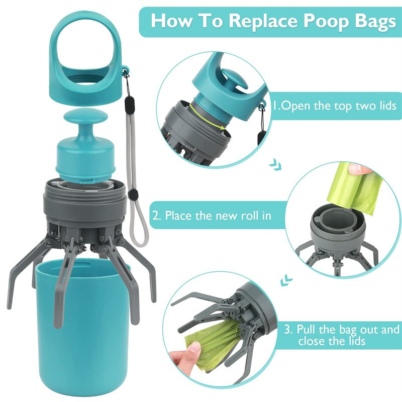 CleanPoo Portable Dog Pooper Scooper with Built In Waste Bag Dispenser | One Hand Pet Waste Pickup Tool - Image 8