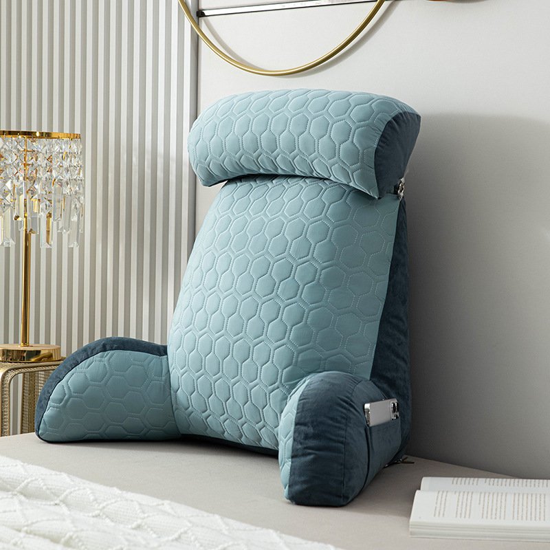 Ice Silk Reading Backrest Pillow with Arm Rest and Charcoal Bamboo Headrest - Image 7
